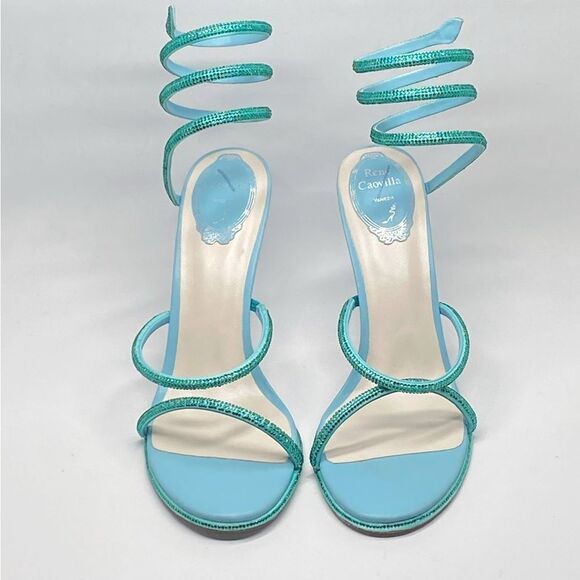 Rene Caovilla Blue Cleo Aquamarine Sandal With Crystals 105 size 40 - Picture 4 of 12